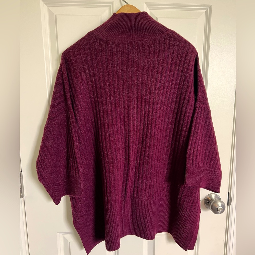 Loft Outlet Tunic Sweater in Burgundy, Size Large - Picture 2 of 6